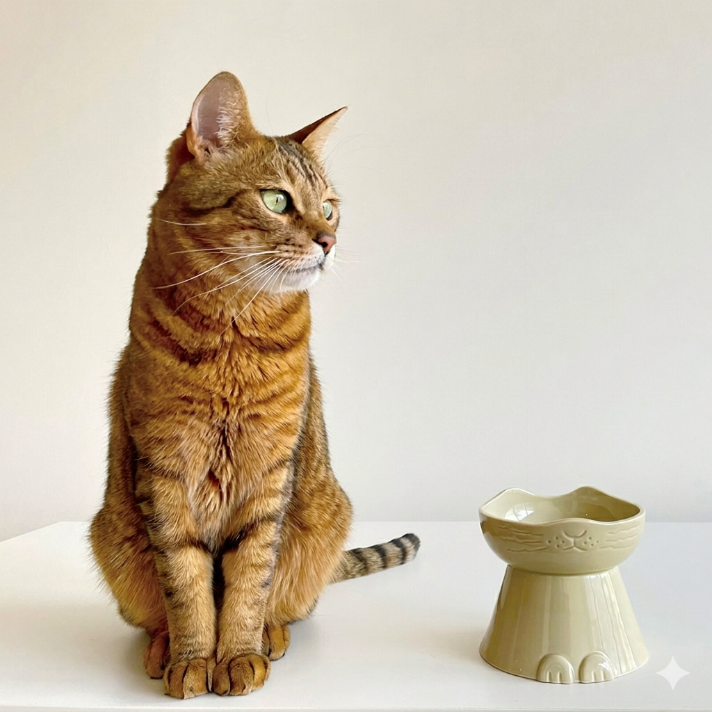 Mino Ware · Cat Dish: Handcrafted Tall Pet Bowl