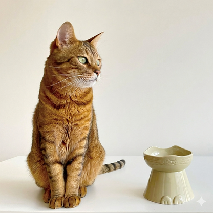 Mino Ware · Cat Dish: Handcrafted Tall Pet Bowl